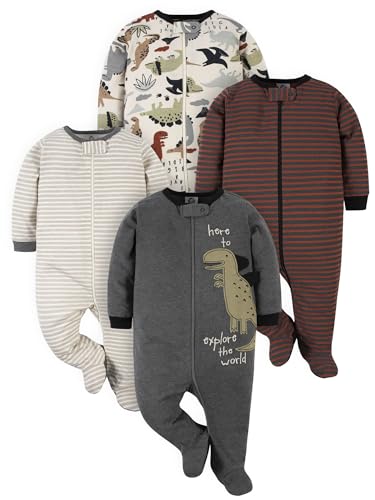 Gerber Sleep 'N Play Śpioszki dziecięce dla chłopców ze stópkami, 4-pak