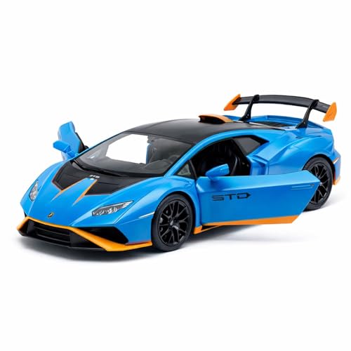 Image of Lamborghini Huracan STO 1:24 Scale Die-Cast Car Model White - Cofango Hood Opens Sound Light Openable Doors Pull-Back Alloy Supercar Collectible Toy