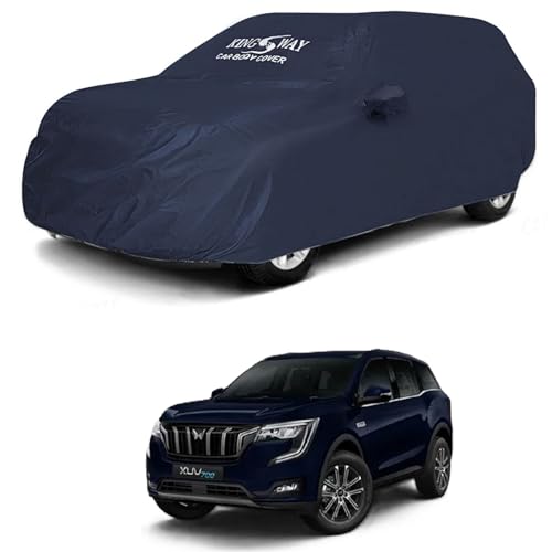 Image of KINGSWAY Accessories Waterproof Car Cover Only Compatible with Mahindra XUV 700 Year 2021 Onwards, Mirror Pockets, Bird Poop, All Weather, Scratch and UV Protection Car Body Cover, Grey