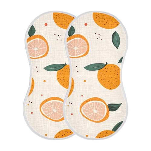 4 Pack Baby Burp Cloths, Soft Absorbent Burping Cloths for Babies, Cotton Milk Spit Up Rags, Large Size for Newborns, Baby Boys and Girls (Orange Print)2
