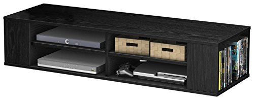 South Shore City Wall Mounted Media Audio/Video Console, Black Oak - Thumbnail 2