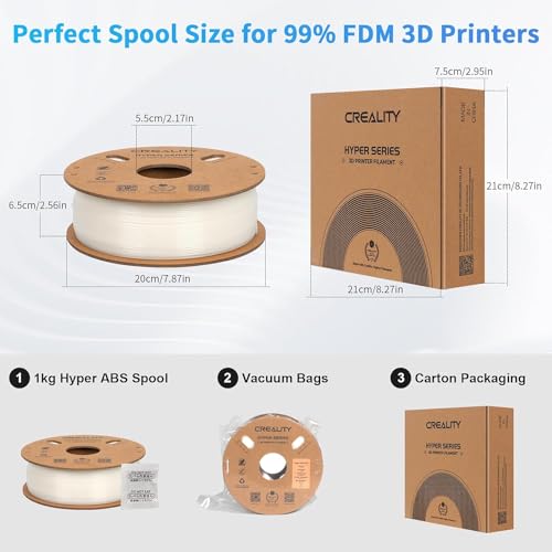 Image of Creality Hyper ABS White Filament 1.75 mm for High Speed 3D Printing - 1 kg Spool High Strength - Compatible with 3D Printers