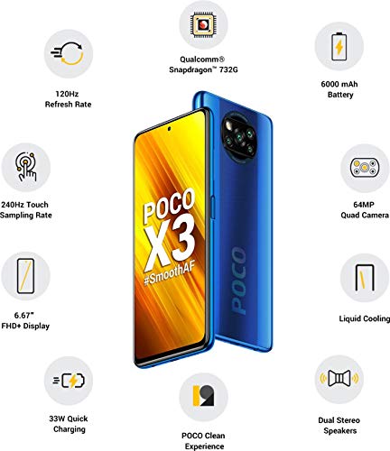 Image of Xiaomi MI Poco X3 (Cobalt Blue, 6GB RAM / 64GB Storage)