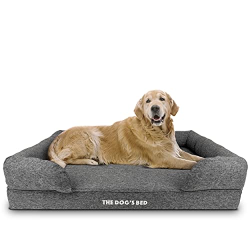 The Dog's Bed, cama ortopédica de lino de espuma viscoelástica impermeable para perros, alivia la artritis de las mascotas y el dolor de displasia de cadera, fundas lavables, XL 111x86 cm