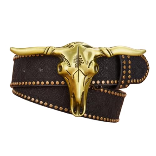 Ceinture motif tête de taureau en cuir véritable pour affirmer votre liberté d'esprit