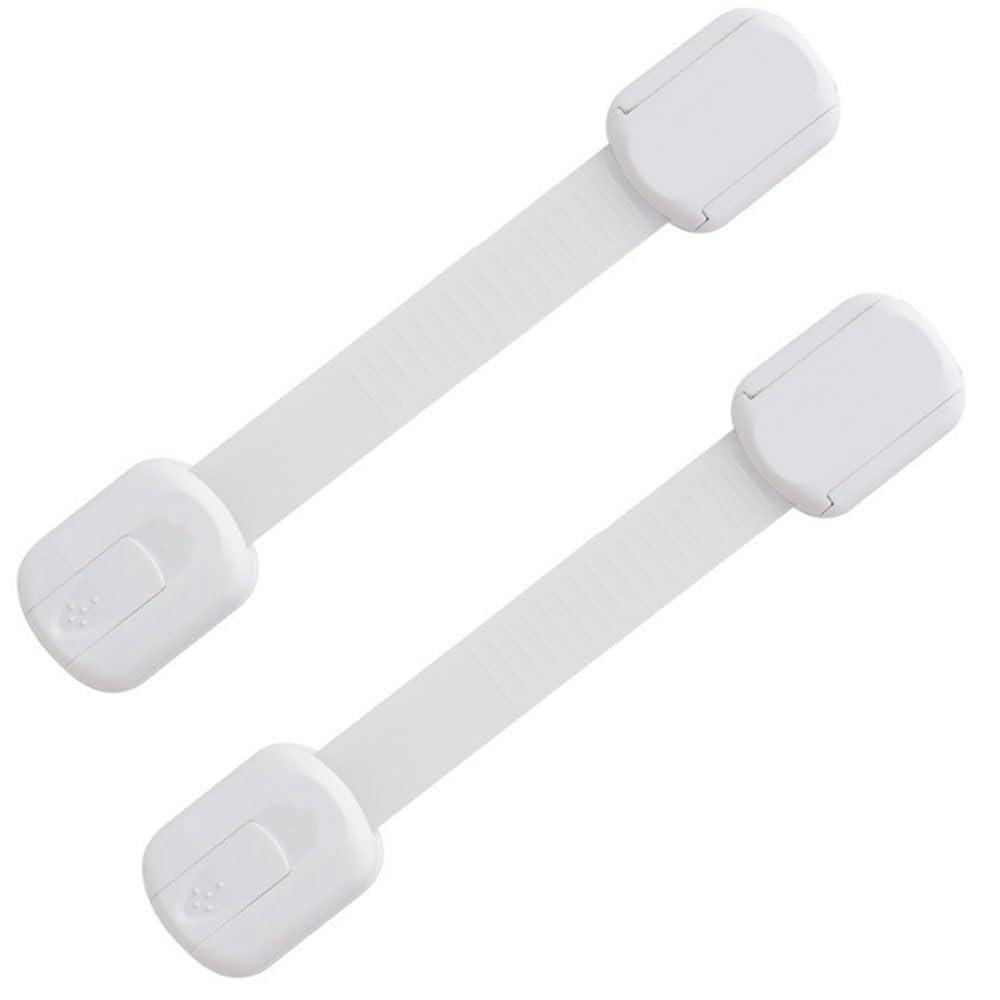 Yalihaixia White Adjustable Safety Cupboard Locks Locks For Kitchen Cupboards Cabinet Fridge Drawer Refrigerator Toilet Easy Install No Tools Needed (2, )