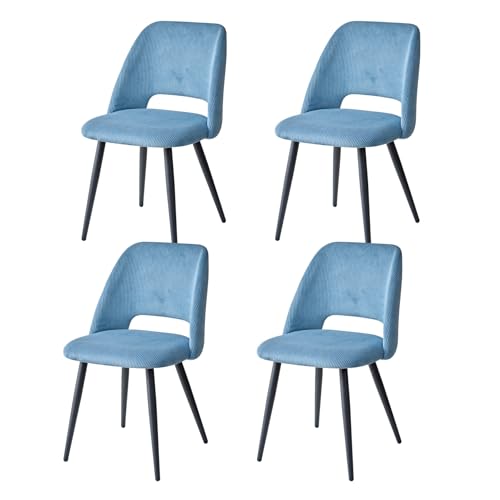 GrandCA HOME Lot de 4 Chaises de Salle à Manger Modernes, Dossier Creux en Velours Côtelé, Rembourrées, pour Salle à Manger, Cuisine, Salon et Chambre...