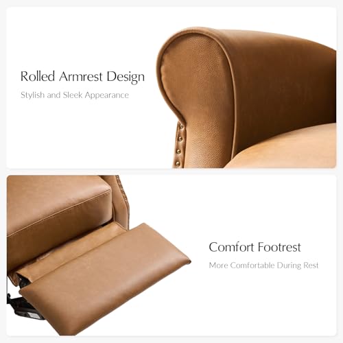 Sillón reclinable giratorio de cuero sintético camel miniatura 5