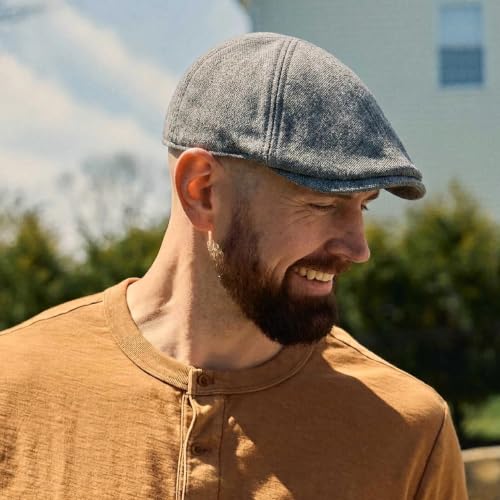 Image of The Original Boston Scally Cap - The Dubliner Newsboy Flat Cap - 6 Panel Cotton Fitted Hat for Men