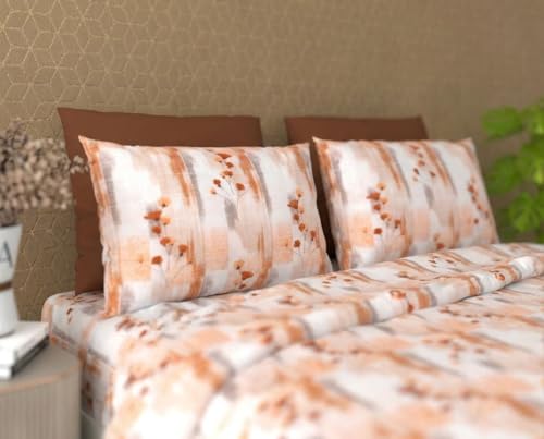 Image of FRESH FROM LOOM Large King Size 240 TC Cotton Flat Sheet with Standard Pillow Covers 100% Cotton 240 TC King Flat Sheet Set - Durable, Soft, and Hypoallergenic, Rust, Size- 108x108 inch