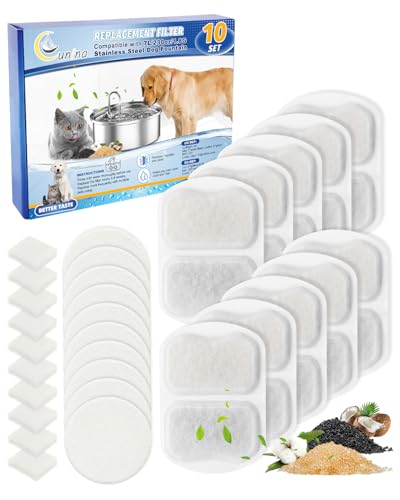 Cunina Dog Water Filter Replacement, 10 Set Dog Water Bowl Filters, Pet Water Filter Compatible with oneisall 7L/230oz/1.8G Stainless Steel Dog Water Fountain