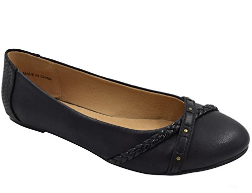 Greatonu Bailarina Negra Casual de Moda Clásica Cómoda de Trabajo para Mujer Tamaña 41 EU