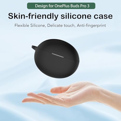 Image of CERLINK Earphone Case Cover Compatible for OnePlus Nord Buds 3, OnePlus Nord Buds 3 Pro Soft Silicone Skin Case Cover Shock-Absorbing Protective Case with Keychain [Front LED Visible] (Navyblue)