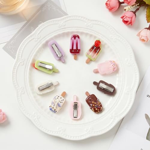 10 piezas pinzas mini helado para cabello niña miniatura 7