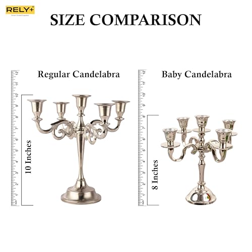 Rely+ 65 5 Arm Baby Candelabra Silver Glossy 8 Inch Taper Candle Holders Gothic Candelabro Halloween Decorations Candlesticks Holder Home Decor Wedding Parties Candelabras Centerpiece thumb #3