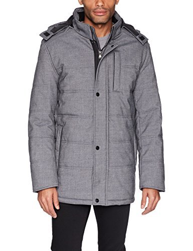 Perry Ellis Men's Stretch Polyester Oxford Jacket, Heather Grey, XXL