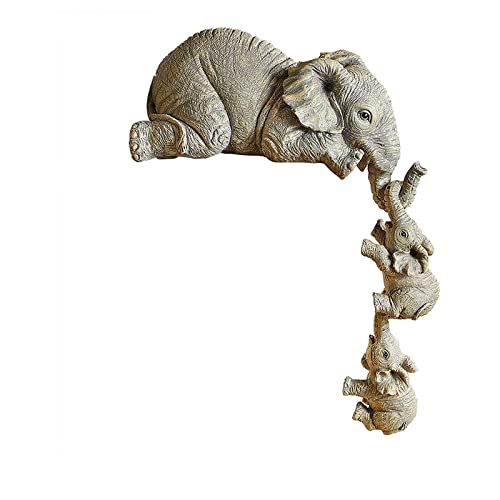 MOHOWIN Statue d'éléphant Ensemble d'éléphants en Résine Ornement éléphant Décorations Artisanales en Résine d'éléphant Adaptées à la Maison à l'hôtel au Bureau 3 Pièces Cover