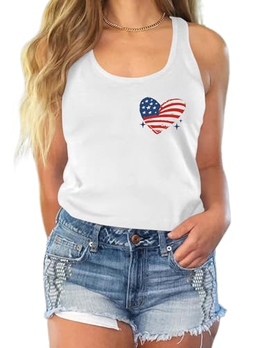 Image of Ithalt Womens American Flag Shirts 4th of July Outfits USA T-Shirt Patriotic Tank Shirt Fourth of July Sleeveless Tops
