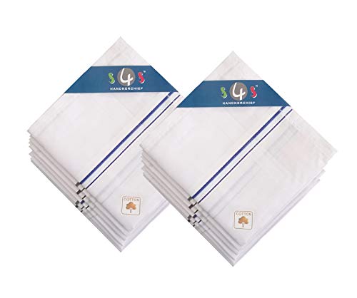 Image of S4S 100% Cotton Premium Handkerchiefs for Men (White Striped 48CM X 48CM)