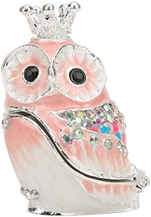 Enameled Jewelry Box, Hand Painted Enameled Faberge Egg Style Decorative Hinged Trinket Box with Rhinestones for Home Decor Collectible Gift (#5)