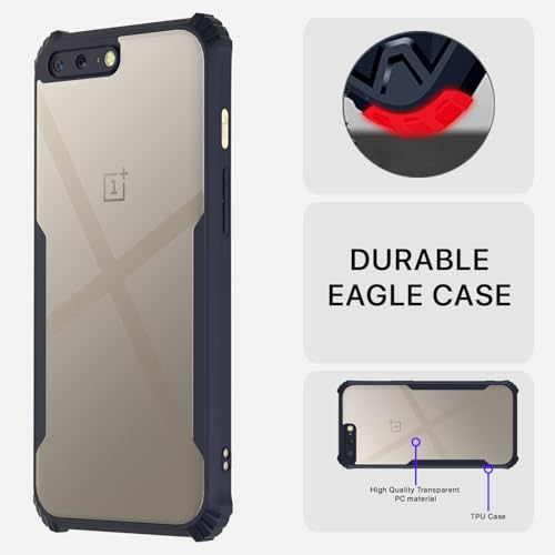 Image of Pikkme OnePlus 5 Back Cover | Crystal Clear Transparent Back | Ultra Hyrbid | Full Camera Protection | Raised Edge | Bumper Back Case (Blue)