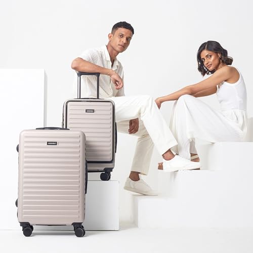 Image of Assembly Cabin Trolley Bag (55 cms) & Large Check in (75 cms) Polycarbonate Luggage Set of 2 - Premium Hardsided Suitcase with in-Built TSA Lock- Starkpro- Ivory