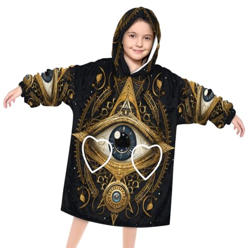 Wearable Blanket Hoodie for Kids, Colorful Aztec Fleece Sweatshirt Blanket Oversized Blanket Sweatshirt with Pocket Flannel Warm Hooded Blanket 6-10 Year Old Girl Boy Gift, One Size