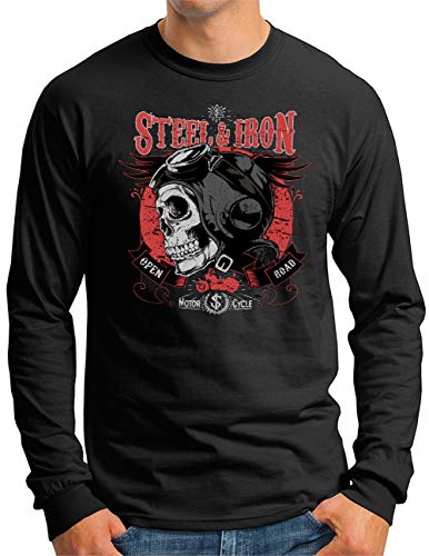 T-shirt manches longues homme OM3 noir premium pour motard exigeant