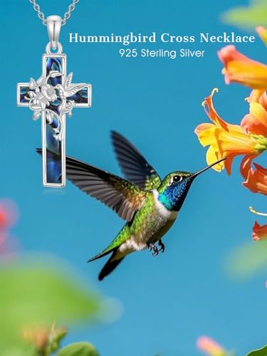 Dorunmo Cross Necklace 925 Sterling Silver Religious Abalone Cross Pendant Necklace Valentine's Day Mother's Day Christmas Birthday Cross Jewelry Gift for Women 6