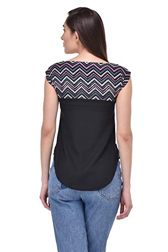 Image of mayra Women's Crepe Multi Color Short Sleeve Top