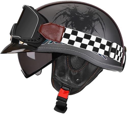 Medio casco homologado dot ece retro con visera para evitar fatiga en moto XL