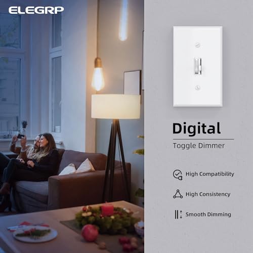 Elegrp ADS01S-WH Digital Toggle Dimmer Switch For Dimmable Led, Cfl And Incandescent Light Bulbs thumb #1