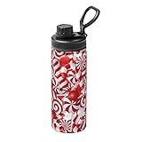 ESASAM Candy Canes Bouteille d'eau isotherme durable avec impression, parfaite pour une utilisation en extérieur 532 ml