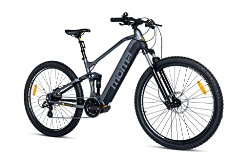 Moma Bikes Bicicleta Electrica, EMTB 29 PRO Full Suspension Central Motor, SHIMANO Altus 8v & Frenos Disco Hidráulicos Bateria Integrada Ion Litio 48V 13Ah