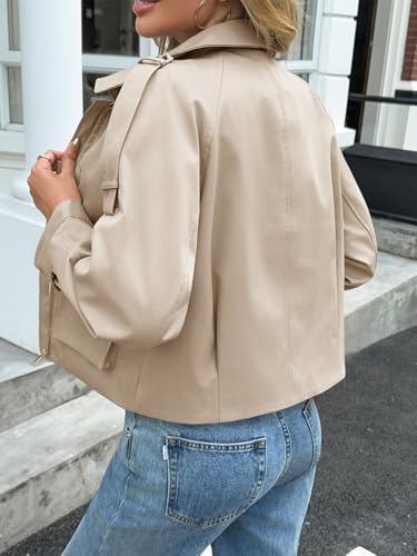 Tankaneo Womens Cropped Casual Jackets Zip Up Lightweight Utility Anorak Coat Military Safari Short Jacket with Pockets3