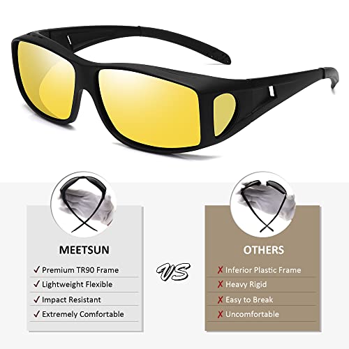 Meetsun SG0311-C2 Fit Over Glasses Sunglasses For Men Women,Wrap Around Sunglasses Polarized Uv400 Protection (Z1) Black Frame-Night Vision Lens thumb #4