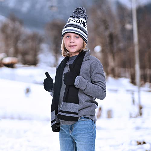 Polarwear Boys Hat,scarf & Glove Set-Kids Cold Weather Winter Accessories-Childrens 3 Pc Beanie Set-Big Boys Hat Scarves sets2