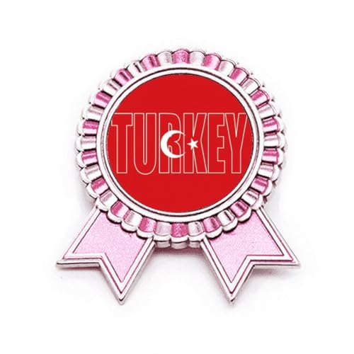 Broche drapeau de la Turquie style Art déco en métal rose de taille M