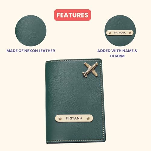 Image of YOUR GIFT STUDIO Customized Passport Holder | Personalised Passport Cover Wedding Anniversary Marriage Gifts for Couple Friend Husband Wife(Green)