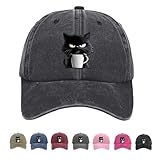 Grumpy Cat Coffee Cap,Feral but Fashionable Cat Hat Edition Trucker Hats Women Baseball Caps Adjustable Unisex (US, Numeric, 0, Black)