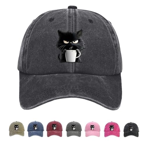 Grumpy Cat Coffee Cap Feral Cat Trucker Hat Black