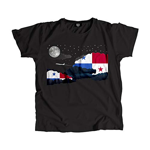 T-shirt Panama Night Clouds pour homme et femme en coton noir