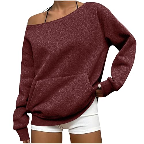 ABABC Womens Off The Shoulder Tops Drop Shoulder Going Out Long Sleeve Pullover Y2K Fall Fashion 2025 Outfits Clothes