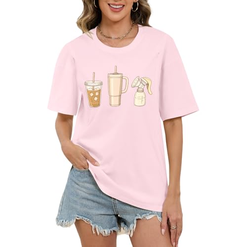 Image of Reuseket Nursing Shirts for Breastfeeding Zipper Maternity Shirts for Women Breast Feeding Friendly Shirt Cute Motherhood Top