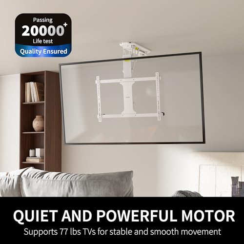 Image of VIVO White Electric Ceiling TV Mount for 32 to 70 in Screens, MOUNT-E-FD70W