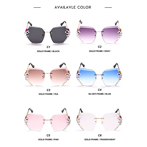 willochra Square Crystal Sunglasses Women Shades Rimless Rhinestone Sun Glasses Female diamonds Party Eyewear4