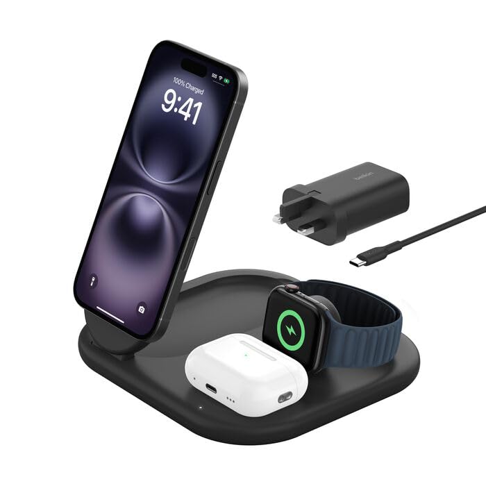 Chargeur MagSafe 3 en 1 Belkin pliable Qi2 pour charger iPhone 16 sans cumuler de câbles