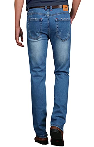 HENGAO Men's Regular Fit Straight Leg Jeans Slim Fit Skinny Stretch Comfort Denim Pants2