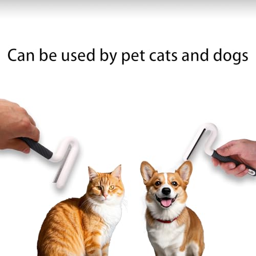 Image of Pet Hair Remover Comb, Pet Shedding Brush with Long & Short Steel Teeth Dog and Cat Grooming Brush for Short or Long Hair Removal Dogs Cats Cleaning Loose & Knots Fur Grooming Supplies