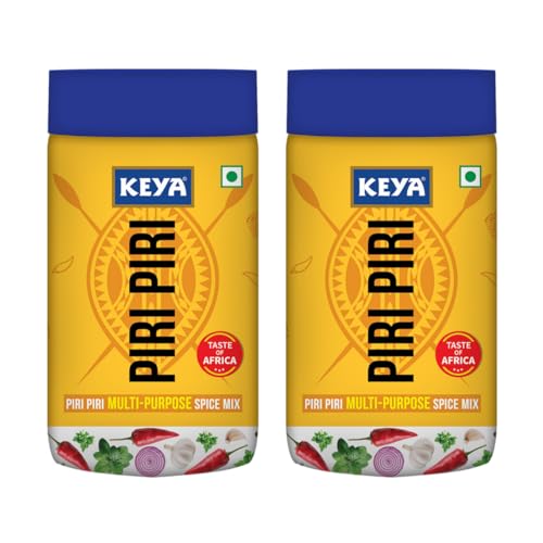 Keya Piri Piri | Peri Peri | Exotic Spice Mix | Multi-purpose Seasoning | Zero Artifical Colours | No Added MSG | Instant Seasoning Mix |Marinade Mix, Dip Mix, Sprinkler| Perfect for Fries, Sweet Corn, Makhana, Papad, Khichdi| 90g | Pack of 2
